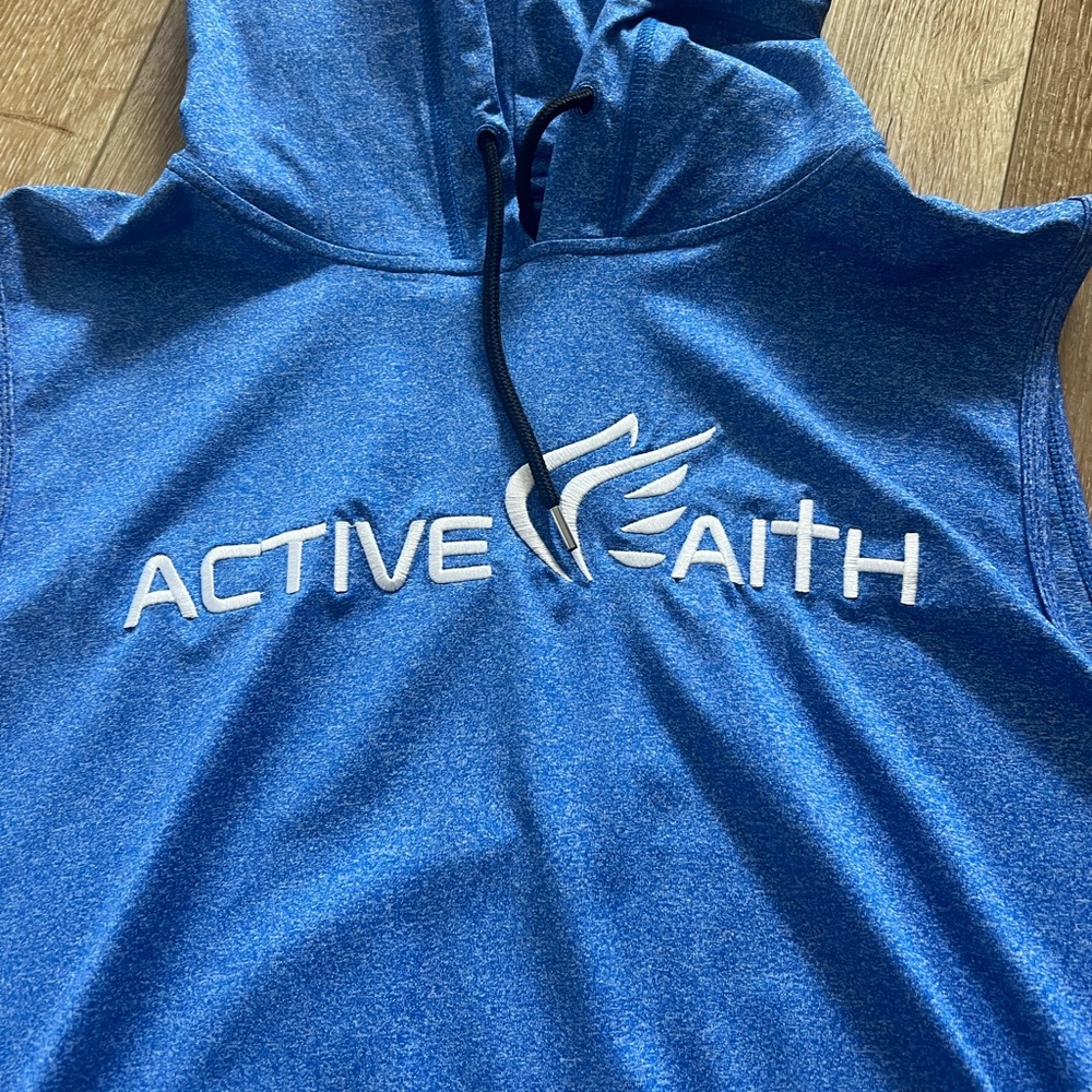 Active Faith Blue Sleeveless Hoodie NWOT - Picture 3 of 6